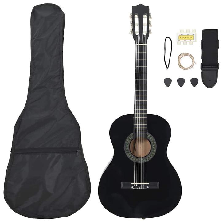vidaXL 8-delige Gitaarset klassiek beginner 3/4 36 zwart, Muziek en Instrumenten, Snaarinstrumenten | Gitaren | Akoestisch, Nieuw