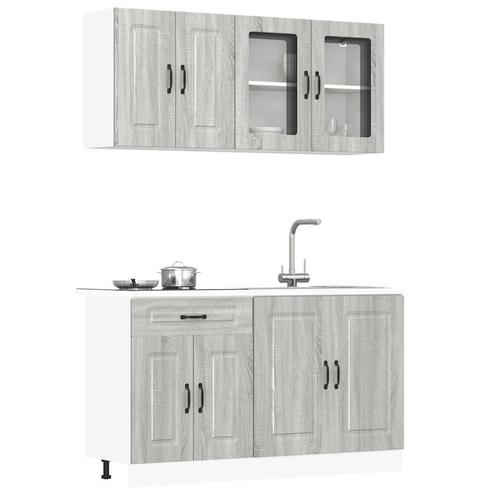vidaXL 4-delige Keukenkastenset Kalmar bewerkt hout grijs, Huis en Inrichting, Kasten | Overige, Nieuw, Verzenden