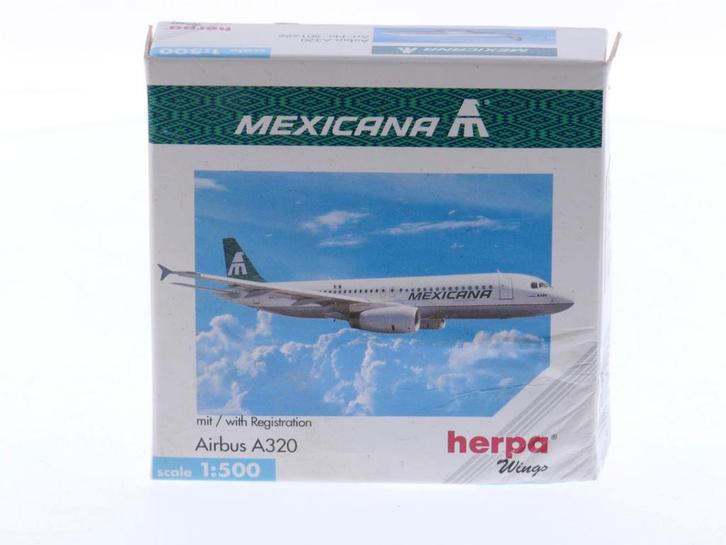 Schaal 1:500 Herpa 501699 Mexicana Airbus A320 Reg. F-OHM..., Hobby en Vrije tijd, Modelbouw | Vliegtuigen en Helikopters, Zo goed als nieuw