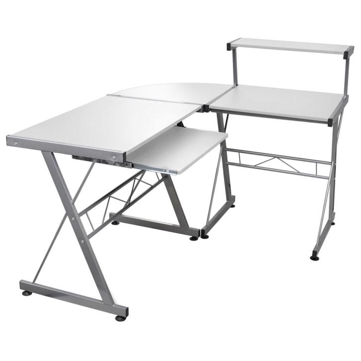 vidaXL Hoekbureau 132x112x99 cm bewerkt hout wit, Huis en Inrichting, Bureaus, Nieuw, Verzenden