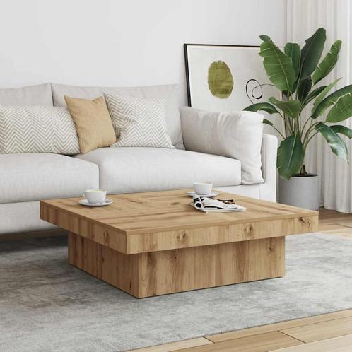vidaXL Salontafel 90x90x28 cm bewerkt hout artisanaal, Huis en Inrichting, Tafels | Salontafels, Nieuw, Verzenden