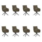 Set van 8 Leren draaibare eetkamerstoelen Fancy - Granada, Nieuw, Leer, Ophalen of Verzenden, 90 cm of meer