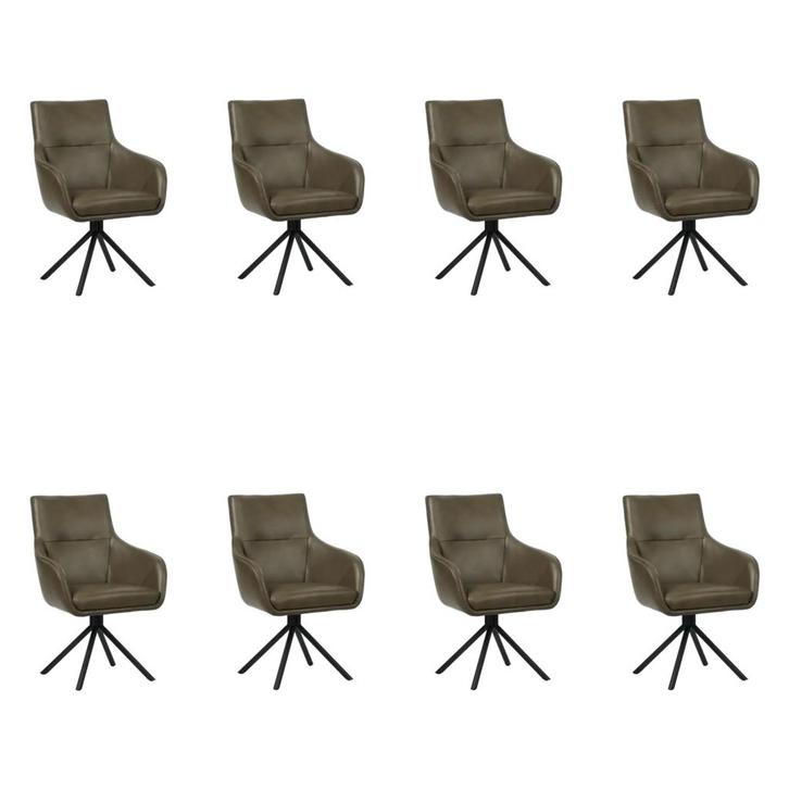 Set van 8 Leren draaibare eetkamerstoelen Fancy - Granada, Maison & Meubles, Tabourets de bar, Enlèvement ou Envoi