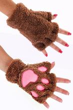 Dierenpoot Vingerloze Handschoenen Bruin Pluche Vingerloos B, Hobby en Vrije tijd, Ophalen of Verzenden, Nieuw