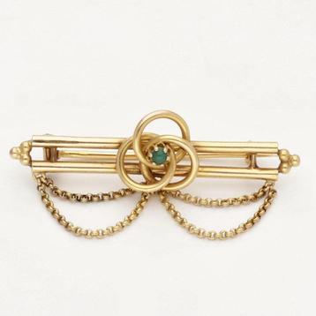 Broche - 18 karaat Geel goud - Aventurijn