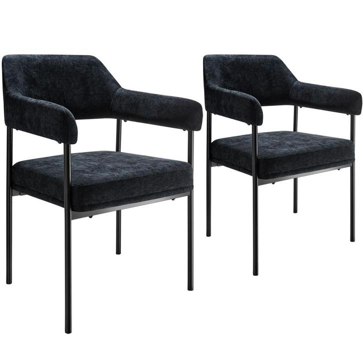 tectake Eetkamerstoel Doé, gestoffeerd, stalen poten - Gewev, Huis en Inrichting, Stoelen, Verzenden