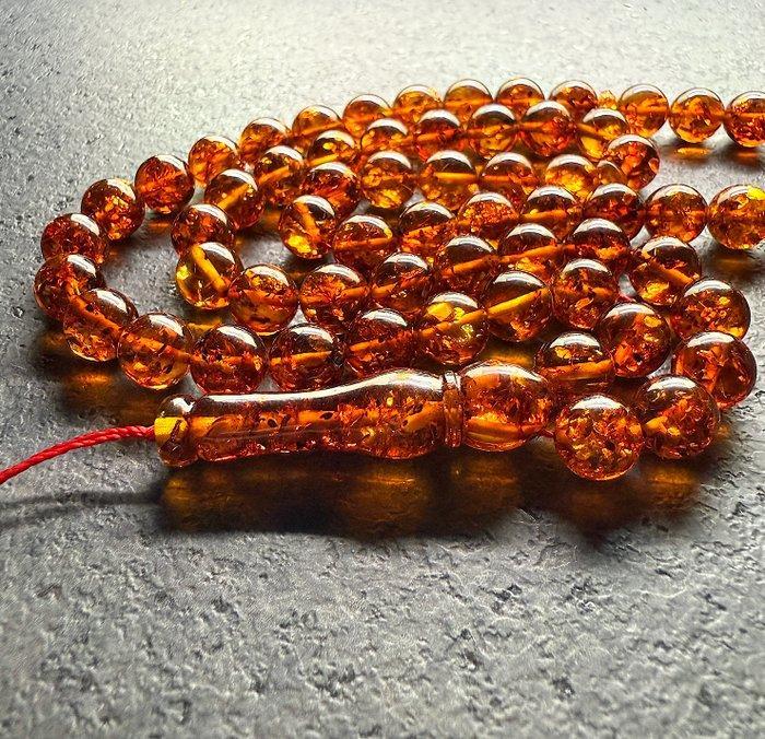 Tesbih misbaha gebedsketting van 66 ronde kralen - Barnsteen, Verzamelen, Mineralen en Fossielen