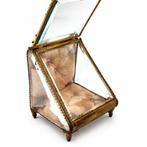 Sieradendoos - Messing, Glas - Zakhorlogeketting, Antiek en Kunst