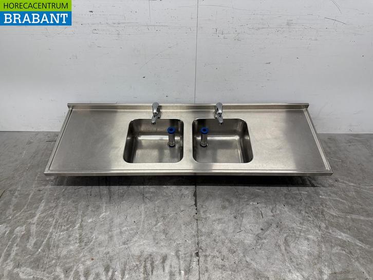 RVS Spoelblad Dubbele Spoelbakken met kraan 183 cm Horeca, Zakelijke goederen, Horeca | Meubilair en Inrichting, Ophalen of Verzenden