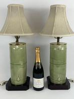 Vaas gemonteerde lamp (2) - Een paar celadon nep bamboe