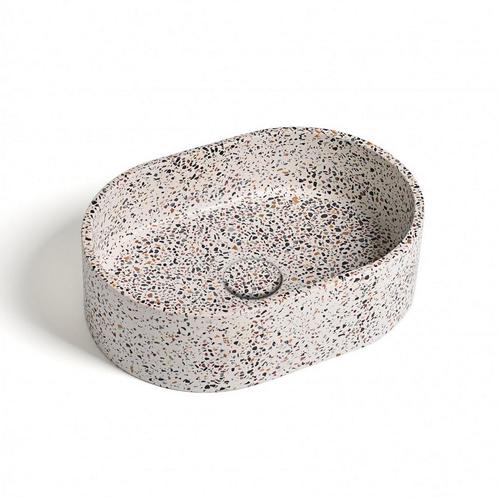 Waskom Ideavit Idea.Rock 40x28x12 cm Ovaal Terrazzo Wit, Doe-het-zelf en Bouw, Sanitair, Overige typen, Nieuw, Ophalen of Verzenden