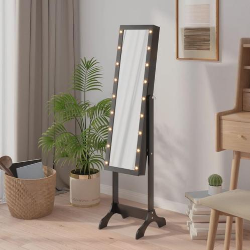 vidaXL Spiegel vrijstaand met LEDs 34x37x146 cm zwart, Huis en Inrichting, Woonaccessoires | Spiegels, Nieuw, Verzenden