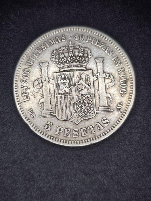 Spanje. Amadeo I. 5 Pesetas 1871*74 DEM (Zonder, Timbres & Monnaies, Monnaies | Europe | Monnaies non-euro