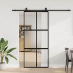 vidaXL Schuifdeur met beslagset 90x205 cm gehard glas zwart, Doe-het-zelf en Bouw, Deuren en Vliegenramen, Verzenden, Nieuw