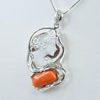 Bloedkoraal - Zilver - Ketting met hanger - ROOD BOULDER en