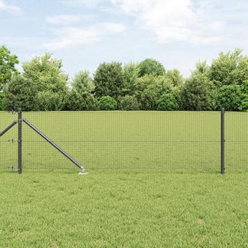 vidaXL Gelast Draadhek met 13 Spijkerpalen Grijs 0.4x50 m, Verzenden