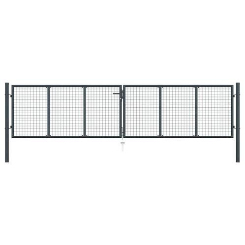 vidaXL Tuinhek van gaas gegalvaniseerd staal 400x75 cm grijs, Tuin en Terras, Tuinpoorten, Nieuw, Verzenden