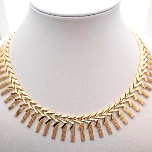 18 krt. Gouden unieke collier | 45 cm (vaste hanger), Handtassen en Accessoires, Kettingen, Overige kleuren, Gebruikt, Goud, Ophalen of Verzenden