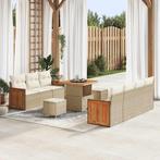 vidaXL 10-delige tuinset met kussens in beige poly rattan en, Tuin en Terras, Verzenden, Nieuw