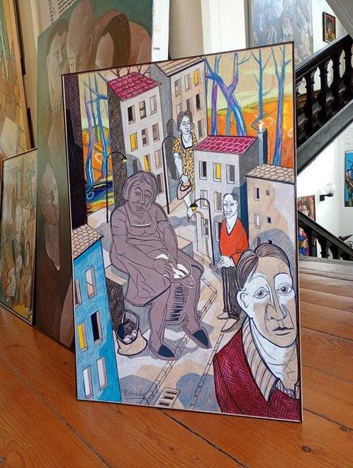 Peter Krusche - Waschtag, Antiek en Kunst, Kunst | Schilderijen | Modern