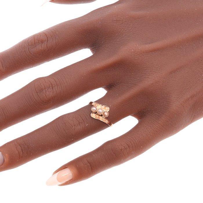 Ring - 18 karaat Roségoud, Geel goud - Parel - Vintage, Handtassen en Accessoires, Ringen