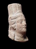 Romain antique Terre cuite Tête de Fortuna/Tyche très rare -