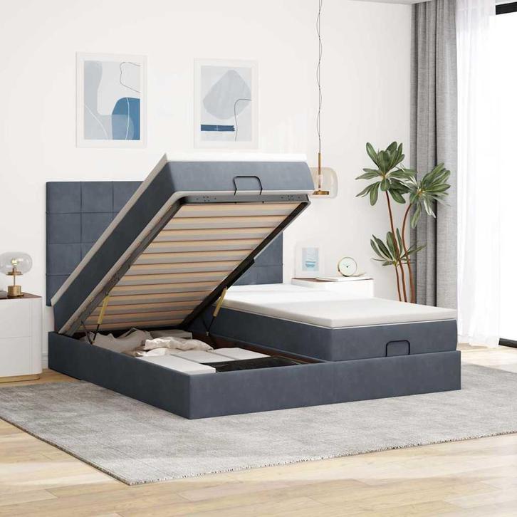 vidaXL Ottoman bed met matrassen 200x200cm fluweel, Huis en Inrichting, Slaapkamer | Bedden, Nieuw, Verzenden