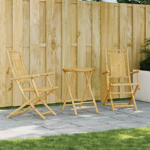 vidaXL 3-delige Bistroset bamboe, Tuin en Terras, Tuinsets en Loungesets, Nieuw, Verzenden