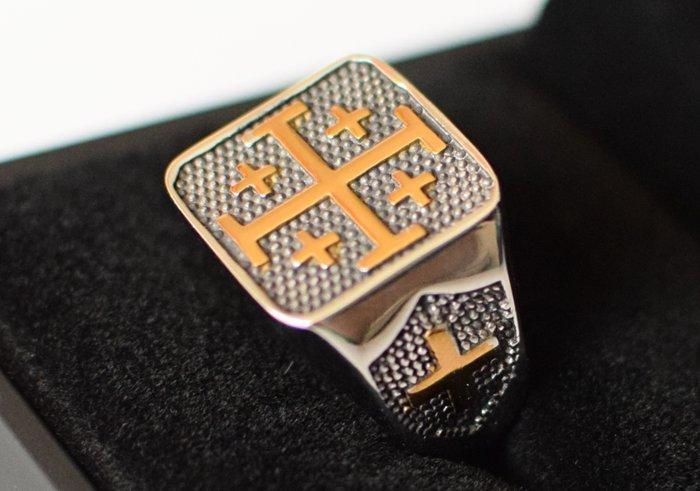Metaal - Ring - Jerusalem Cross ring, Antiek en Kunst, Antiek | Boeken en Manuscripten