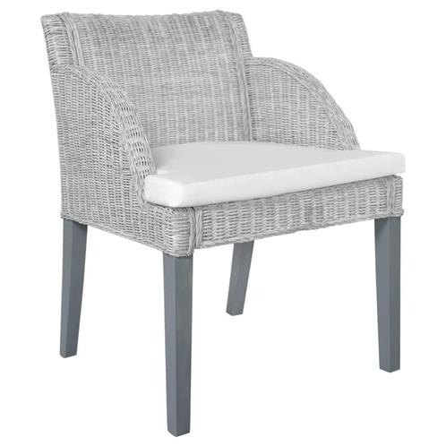 vidaXL Chaise à manger avec coussin Gris Rotin naturel, Maison & Meubles, Chaises, Neuf, Envoi