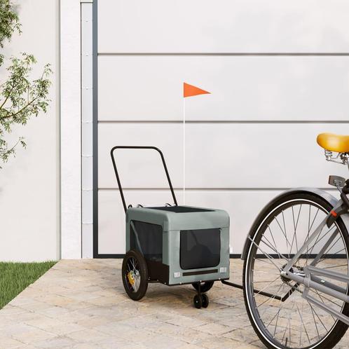 vidaXL Hondenfietstrailer oxford stof en ijzer grijs en, Dieren en Toebehoren, Overige Dieren-accessoires, Nieuw, Verzenden