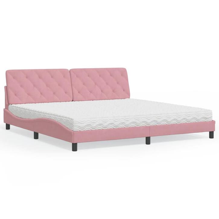 vidaXL Bed met matras fluweel roze 200x200 cm, Huis en Inrichting, Slaapkamer | Bedden, Nieuw, Verzenden