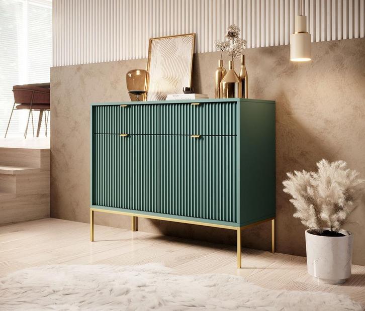 Dressoir groen 104x39x83 cm goud hotel chique, Huis en Inrichting, Kasten | Dressoirs, 25 tot 50 cm, Nieuw, 100 tot 150 cm, Verzenden