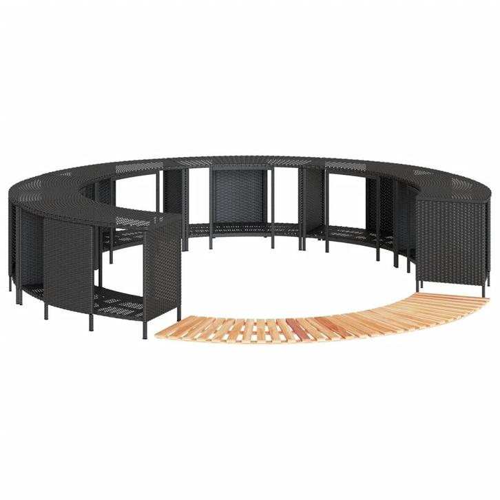 vidaXL Hottub-ombouw poly rattan en massief acaciahout zwart, Jardin & Terrasse, Piscines, Envoi
