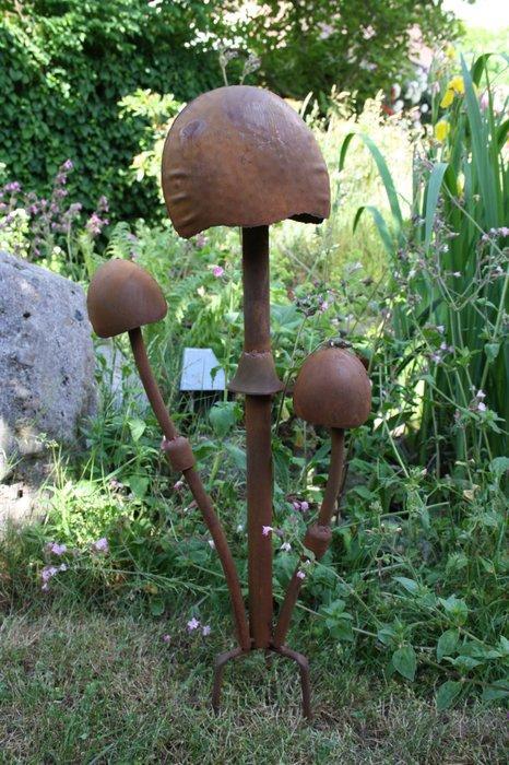 sculptuur, GARDEN DECORATION MUSHROOMS - 70 cm - IJzer, Antiek en Kunst, Curiosa en Brocante