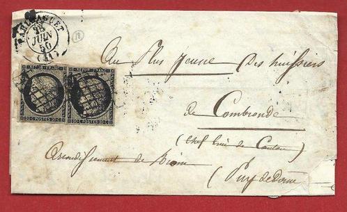 France 1850 - 1850 LETTRE PAIRE  20C NOIR N°3 PAULHAGUET, Timbres & Monnaies, Timbres | Europe | France