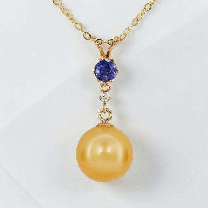 Zonder minimumprijs - Hanger - 18 karaat Geel goud Saffier -, Handtassen en Accessoires, Antieke sieraden