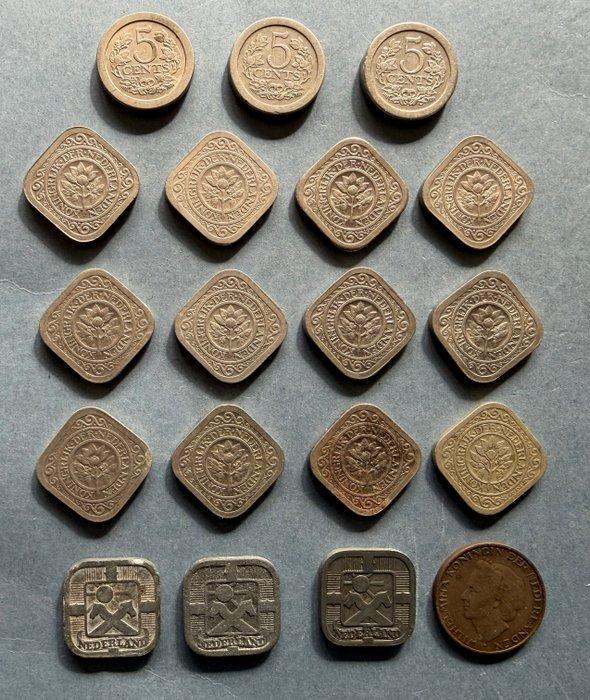Nederland. Wilhelmina. 5 Cents compleet 1907-1948 (19, Postzegels en Munten, Munten | Nederland