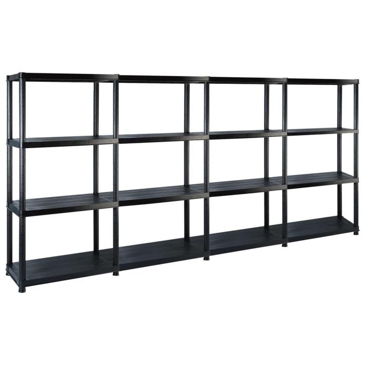 vidaXL Opbergrek 4-laags 244x30,5x130 cm kunststof zwart, Huis en Inrichting, Kasten | Stellingkasten, Nieuw, Verzenden