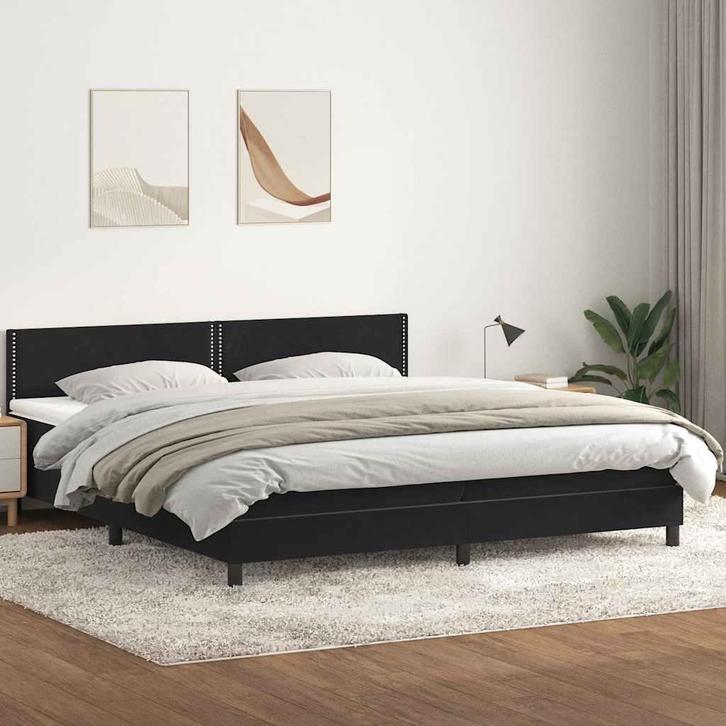 vidaXL Boxspring met matras fluweel zwart 180x210 cm, Huis en Inrichting, Slaapkamer | Bedden, Nieuw, Verzenden