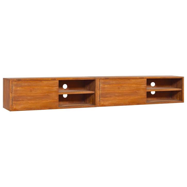 vidaXL Tv-meubel wandmontage 180x30x30 cm massief teakhout, Huis en Inrichting, Kasten |Televisiemeubels, Nieuw, Verzenden