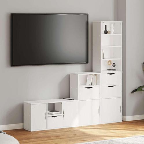 vidaXL 4-delig Tv-meubel met opbergruimte ODDA massief, Huis en Inrichting, Kasten |Televisiemeubels, Nieuw, Verzenden