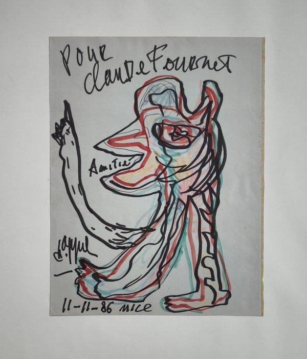 Karel Appel (1921-2006) - Pour Claude Fournet – Amitié, Antiek en Kunst, Kunst | Schilderijen | Modern