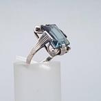 Zilver, Art Deco Blauw/Groene Spinel(Getest) - Ring
