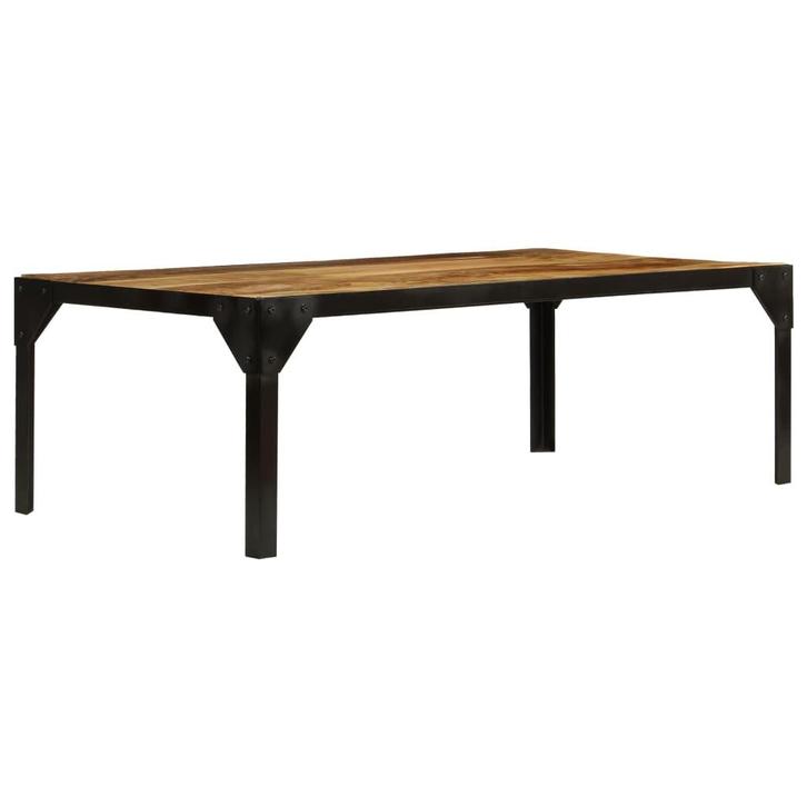 vidaXL Salontafel 110 cm massief ruw mangohout en staal, Maison & Meubles, Tables | Tables de salon, Envoi