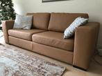 3-zits bank met houten poten - bruin leer, Ophalen of Verzenden