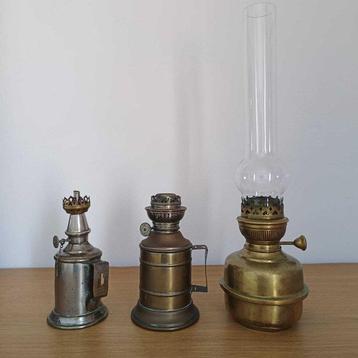 Petroleumlamp (3) - Glas, Messing