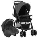 vidaXL Kinderwagen 3-in-1 staal donkergrijs en zwart, Kinderen en Baby's, Kinderwagens en Combinaties, Verzenden, Nieuw