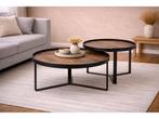 Veiling - Salontafel Hanna natural- Hout - Poot metaal zwart, Maison & Meubles, Tables | Tables de salon