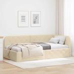 vidaXL Hoek Bed Frame met hoofdeinde Crème 90 x 190 cm Stof, Huis en Inrichting, Slaapkamer | Bedden, Verzenden, Nieuw